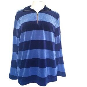 LAUREN RL Super Soft PullOver Blue Striped Hoodie